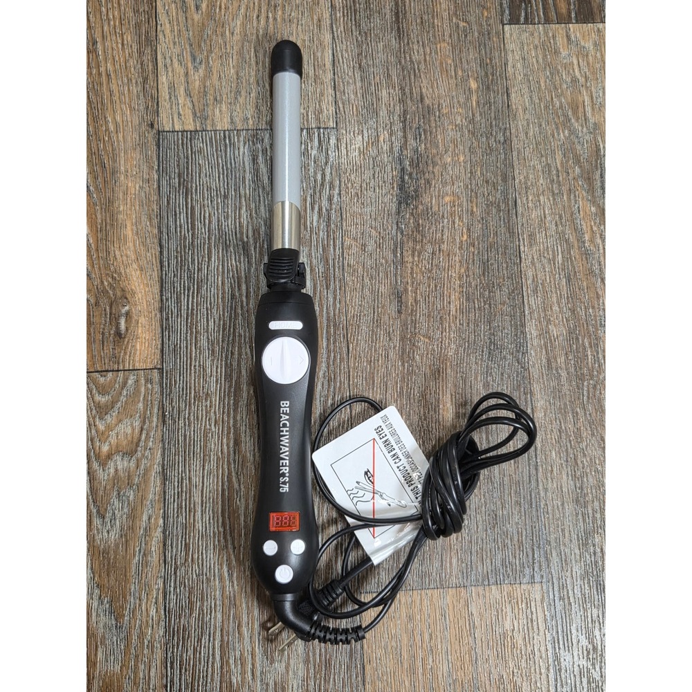 Beachwaver S.75 Rotating Curling Iron .75 Inch Ceramic Barrel Black Silver